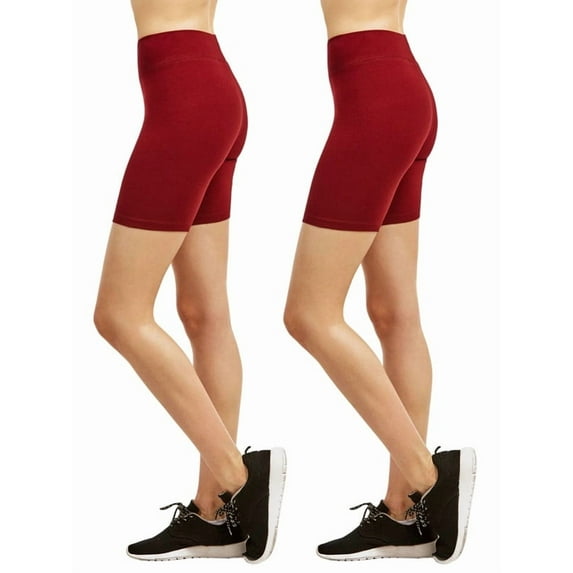 2 Pack Women's Cotton Biker Shorts Mid Thigh Leggings With High Wide Waistband S-3XL High Waisted 15" Yoga Short Leggings No See-Through Workout for Women Tummy Control Activewear Womenswear