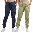 thumbnail image 1 of 2-Pack Women's Cotton Flex Stretch Cargo Jogger Pants (Sizes, S-2XL), 1 of 5