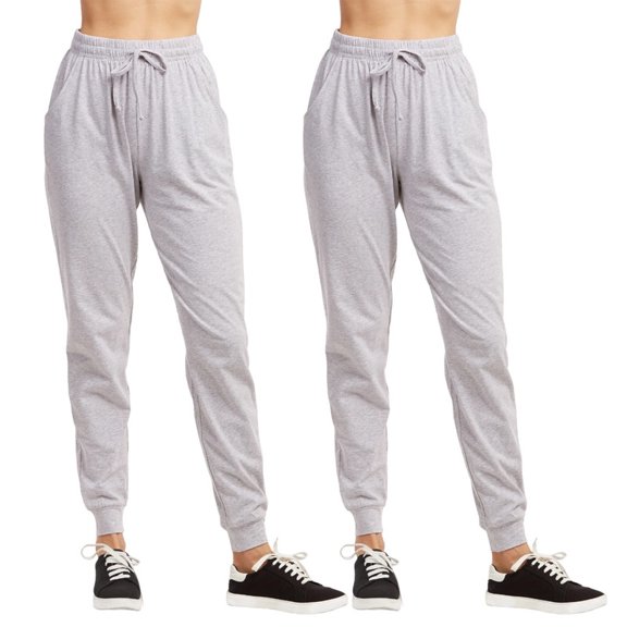 2 Pack Women’s Cotton Jogger Pants with Drawstring and Pockets Elastic Waist Jogging Sweatpants Trousers Women Lounge Yoga Running Workout Womenswear
