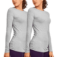 thumbnail image 1 of 2 Pack Women’s Cotton Long Sleeve T shirts Crew Neck Classic Fit Solid Tee Regular S-L Workout Breathable Casual Comfort Top Womenswear Streetwear, 1 of 3