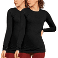 thumbnail image 1 of 2 Pack Women’s Cotton Long Sleeve T shirts Crew Neck Classic Fit Solid Tee Regular S-L Workout Breathable Casual Comfort Top Womenswear Streetwear, 1 of 3