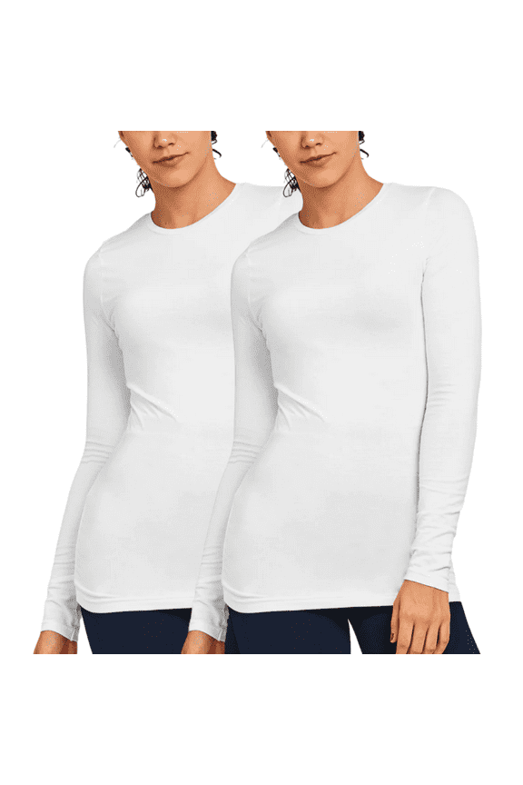 2 Pack Women’s Cotton Long Sleeve T shirts Crew Neck Classic Fit Solid Tee Regular S-L Workout Breathable Casual Comfort Top Womenswear Streetwear