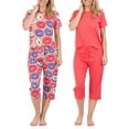 thumbnail image 1 of 2 Pack: Women’s Cozy Short-Sleeve PJ Top with Capri Pants - Pajama Lounge & Sleepwear Set (Available In Plus), 1 of 6