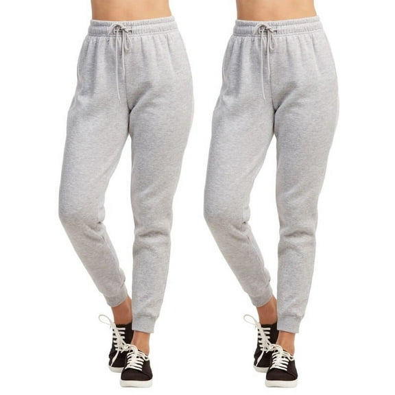 2 Pack Women’s Fleece Jogger Pants with Drawstring and Pockets Cotton Thermal Lined Jogging Sweatpants Trousers Womenswear Spring Fall Winter Comfort