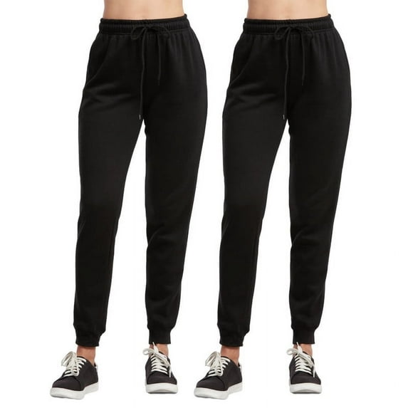 2 Pack Women’s Fleece Jogger Pants with Drawstring and Pockets Cotton Thermal Lined Jogging Sweatpants Trousers Womenswear Spring Fall Winter Comfort