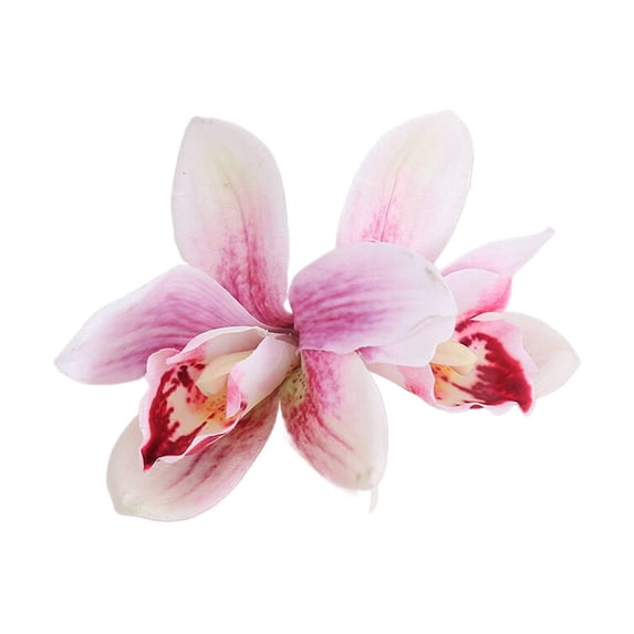 2 Pack Women's Floral Hair Clips, Artificial Cymbidium Orchid Flowers, Lightweight Fabric Barrettes for Wedding Bridal Beach Holiday Accessories