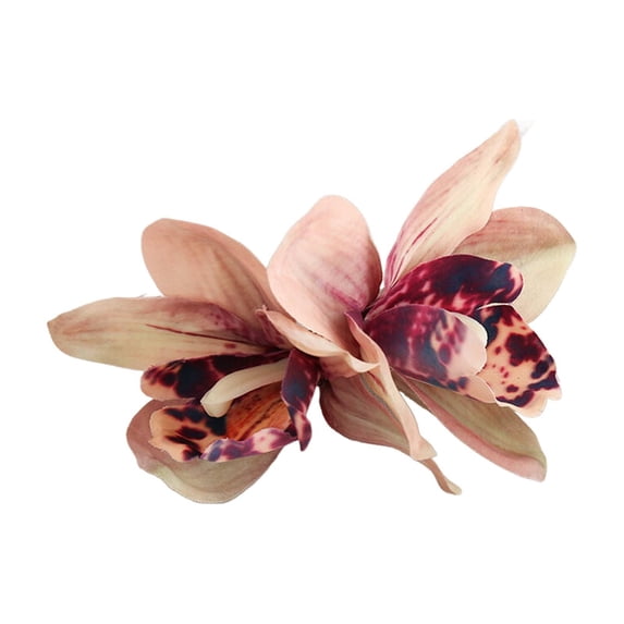 2 Pack Women's Floral Hair Clips, Artificial Cymbidium Orchid Flowers, Lightweight Fabric Barrettes for Wedding Bridal Beach Holiday Accessories
