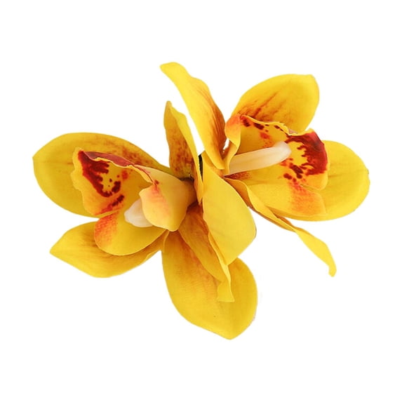 2 Pack Women's Floral Hair Clips, Artificial Cymbidium Orchid Flowers, Lightweight Fabric Barrettes for Wedding Bridal Beach Holiday Accessories