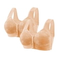thumbnail image 1 of 2 Pack Women's Front Closure Bra Plus Size No Underwire Full Coverage Daisy Bras Plaid Comfortable Support Push Up Bras (XL, Orange-1), 1 of 6