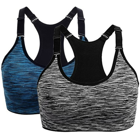 2 Pack Women's High Impact Sports Bras - Seamless Yoga Running Vest with Adjustable Straps (S-XL)