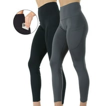 2-Pack Women's High Waist Yoga Leggings with Two Side Pockets Sports Legging Pants