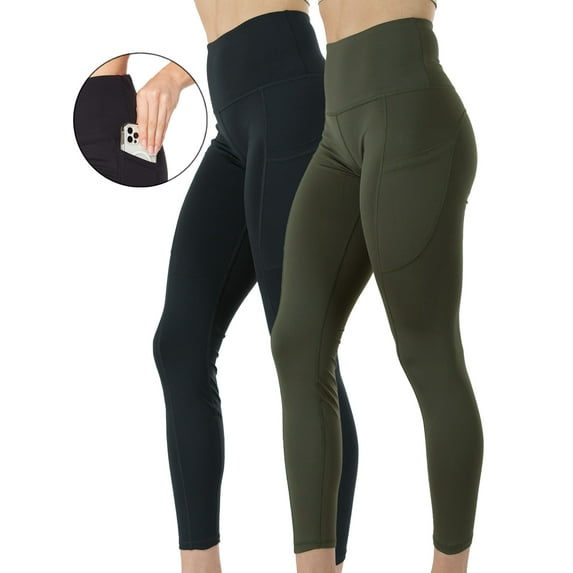 2-Pack Women's High Waist Yoga Leggings with Two Side Pockets Sports Legging Pants