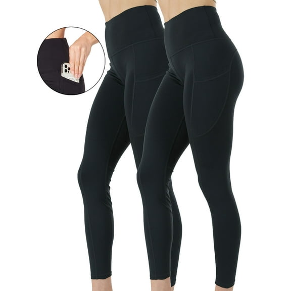 2-Pack Women's High Waist Yoga Leggings with Two Side Pockets Sports Legging Pants