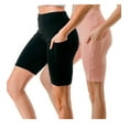 thumbnail image 1 of 2 Pack Women's High Waisted Biker Shorts With Pockets Tummy Control Active Bike Short, 1 of 6