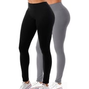 2 Pack Womens High Waisted Buttery Soft Leggings Stretch Tummy Control Pants Plus Size Available S-3XL 28  Inseam