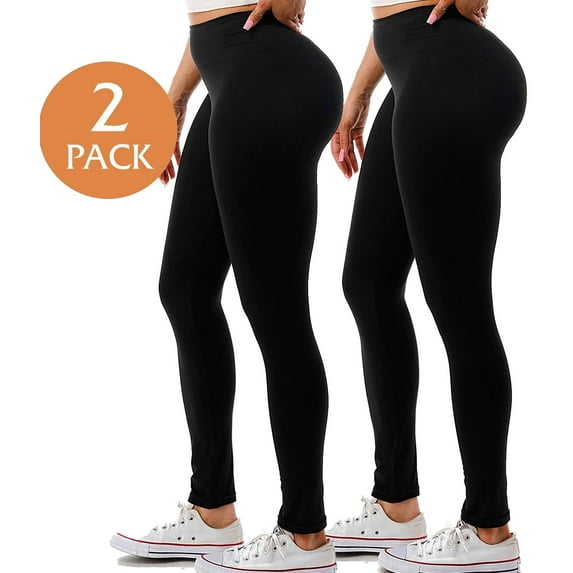 2 Pack Women's High Waisted Leggings Stretch Full Length Workout Yoga Pants Inseam 28" S-3XL