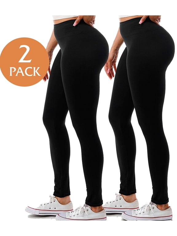 2 Pack Women's High Waisted Leggings Stretch Full Length Workout Yoga Pants Inseam 28" S-3XL