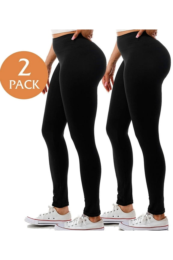 2 Pack Women's High Waisted Leggings Stretch Full Length Workout Yoga Pants Inseam 28" S-3XL