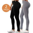 thumbnail image 1 of 2 Pack Women's High Waisted Buttery Soft Leggings Stretch Tummy Control Pants S-XXXL 28” Inseam, 1 of 5