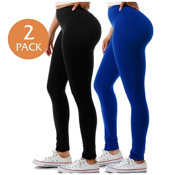 2 Pack Women's High Waisted Buttery Soft Leggings Stretch Tummy Control Pants S-XXXL 28” Inseam