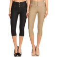 thumbnail image 1 of 2 Pack Women's High Waisted Capri Jegging Stretch Knit Denim Capris Size S -3XL Inseam 19", 1 of 4