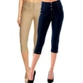 thumbnail image 1 of 2 Pack Women's High Waisted Capri Jegging Stretch Knit Denim Capris Size S -3XL Inseam 19", 1 of 5