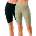 thumbnail image 1 of 2 Pack Women's High Waisted Long Biker Shorts With Pockets 9" Bermuda Length Active Short, 1 of 5