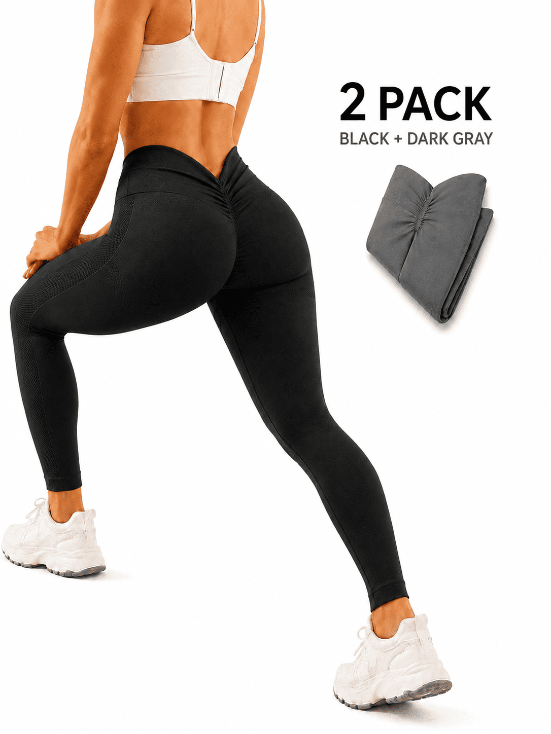 Backpack Back Rig 2 Pack Women’s High Waisted Scrunch Butt Leggings, V Back Seamless Yoga ...