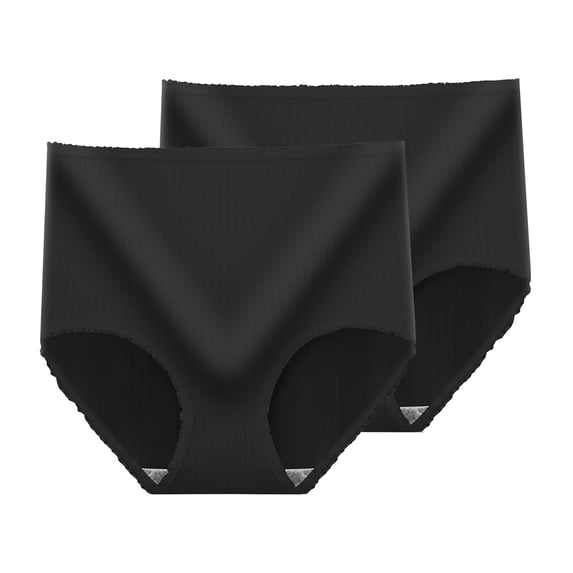 2 Pack Women's High Waisted Undepants Full Coverage Briefs Underwear Soft Strech Breathable Comfy Panties