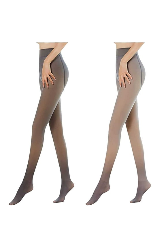 2 Pack Women's High Waisted Warm Tights Winter Pantyhose Fake Translucent Tights Fleece Lined Thick Leggings Pants Women Clothes