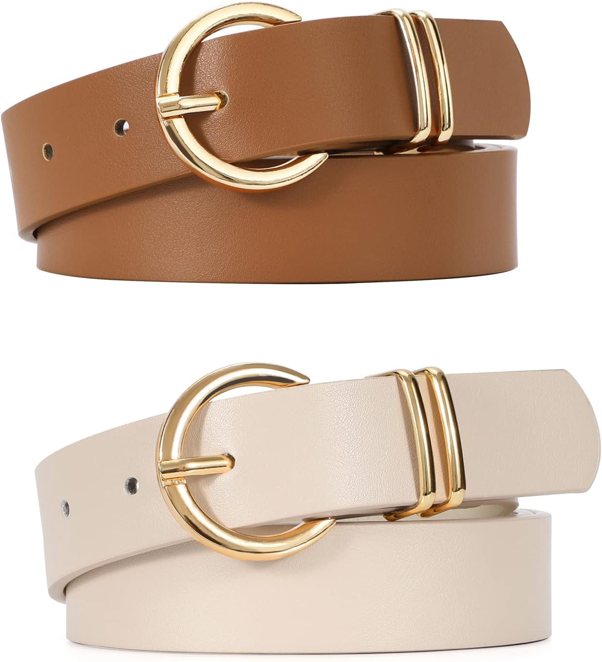 Women\'s Leather Belt with Gold Buckle Elegant Waist Accessory for Jeans Dress Women main image 3