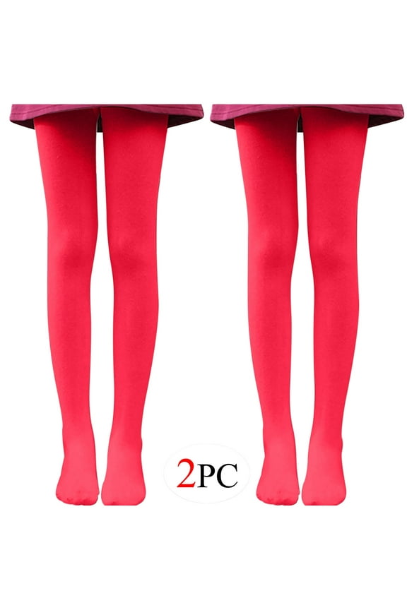 2 Pack Women's Opaque Pantyhose Tights Soft High Waisted Dance Ballet Stockings Baselayer Footed Leggings for Girls