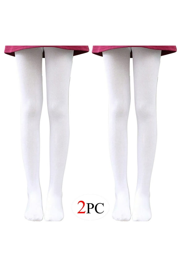 2 Pack Women's Opaque Pantyhose Tights Soft High Waisted Dance Ballet Stockings Baselayer Footed Leggings for Girls