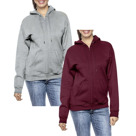 2-Pack Women’s Oversize Loose Fit Fleece-Lined Full-Zip Hoodie (S-2XL)