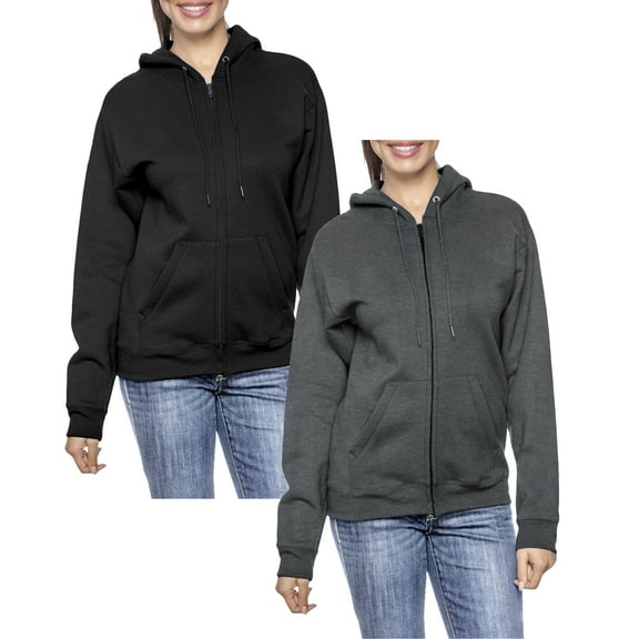2-Pack Women’s Oversize Loose Fit Fleece-Lined Full-Zip Hoodie (S-2XL)