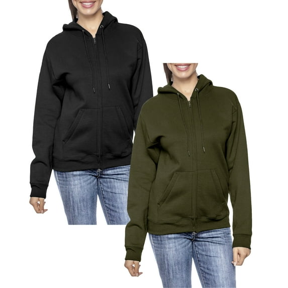2-Pack Women’s Oversize Loose Fit Fleece-Lined Full-Zip Hoodie (S-2XL)
