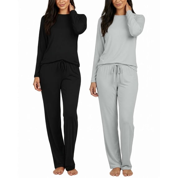 2 Pack Women's Pajama Sets Long Sleeve Sleepwear Comfy Cute Loungewear PJ