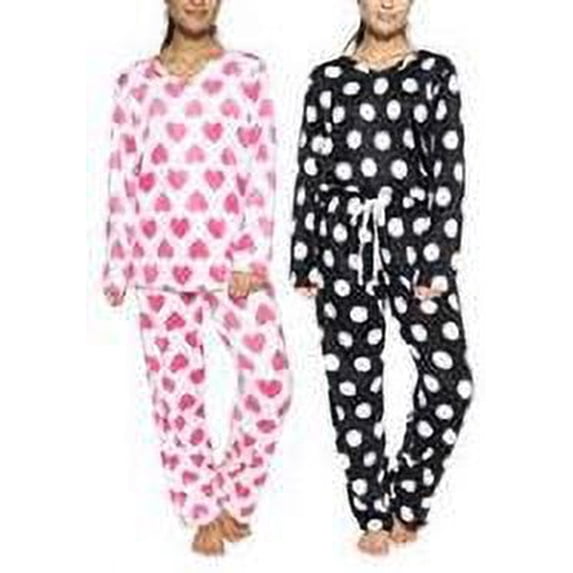 2 Pack: Women's Pajama Sets Vneck Top Micro Fleece Pajamas For Women Ladies Loungewear Pjs Cute Long Sleeve Warm Lightweight Winter Pants Holiday Christmas Sleepwear Clothing Pj Set - Set 2, XL