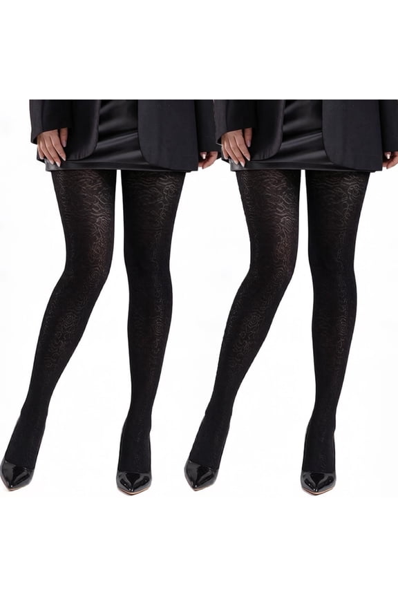 2-Pack Women's Patterned Shimmer Tights - Medium Weight Pantyhose with Glossy Finish