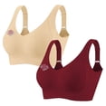 thumbnail image 1 of 2 Pack Women's Plus Size Wireless Bralette Floral Rhinestone Full Coverage Bras Support Push up T-Shirt Bra, 100BCD, 1 of 7