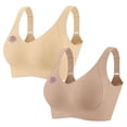 thumbnail image 1 of 2 Pack Women's Plus Size Wireless Bralette Floral Rhinestone Full Coverage Bras Support Push Up T-Shirt Bra, 105BCD, 1 of 7
