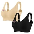 thumbnail image 1 of 2 Pack Women's Plus Size Wireless Bralette Floral Rhinestone Full Coverage Bras Support Push up T-Shirt Bra, 75BCD, 1 of 7