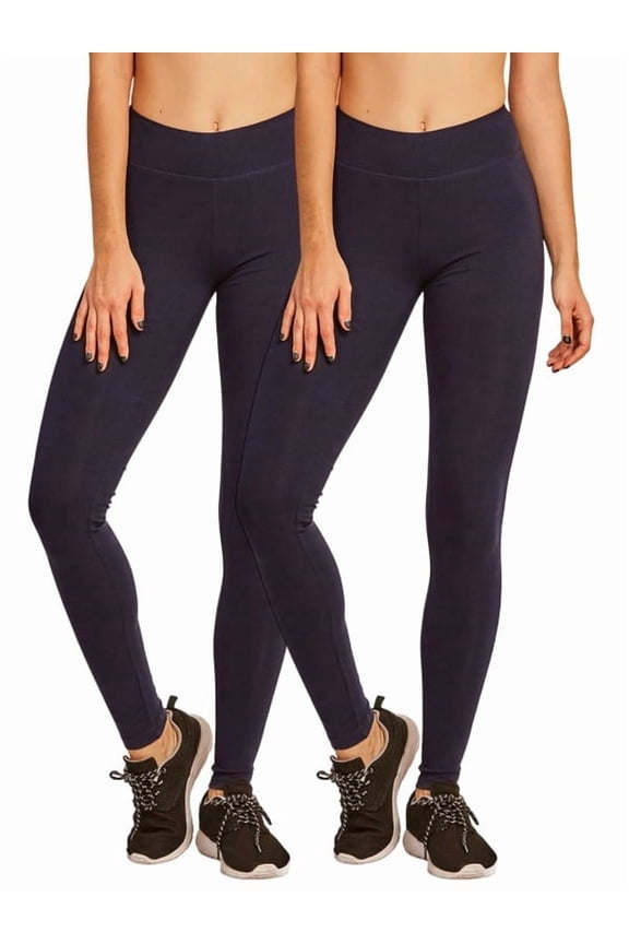 2 Pack Women's Premium Cotton Leggings Full Length With High Wide Waistband S-3XL High Waisted Leggings Ankle No See-Through Workout Running Yoga Pants for Women Tummy Control Activewear Womenswear