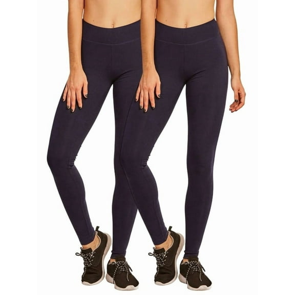 2 Pack Women's Premium Cotton Leggings Full Length With High Wide Waistband S-3XL High Waisted Leggings Ankle No See-Through Workout Running Yoga Pants for Women Tummy Control Activewear Womenswear