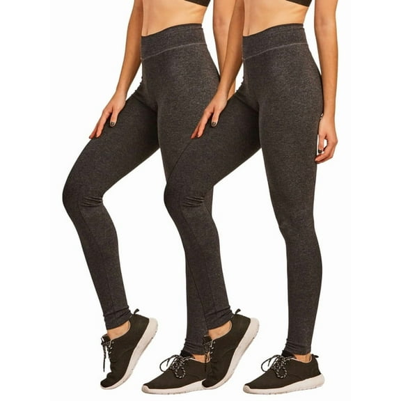 2 Pack Women's Premium Cotton Leggings Full Length With High Wide Waistband S-3XL High Waisted Leggings Ankle No See-Through Workout Running Yoga Pants for Women Tummy Control Activewear Womenswear