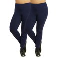 thumbnail image 1 of 2 Pack Women's Premium Cotton Leggings Plus Size S-3XL Full Length With High Wide Waistband High Waist Curvy Plus Leggings Ankle No See-Through Workout Yoga Pants Tummy Control Activewear Womenswear, 1 of 5