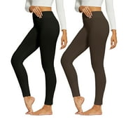 BARGAIN HONCHO 2-Pack Women's Premium Style High-Waist Black Fleece-Lined Leggings (Plus Size Available)