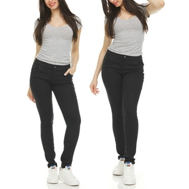 2-Pack Women's Super Stretchy Skinny 5-Pocket Uniform Soft Chino Pants