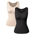 thumbnail image 1 of 2 Pack Women's Seamless Camisole Tank Top Wide Strap Vest Control Waist Undershirt Elastic S To 2X, 1 of 3