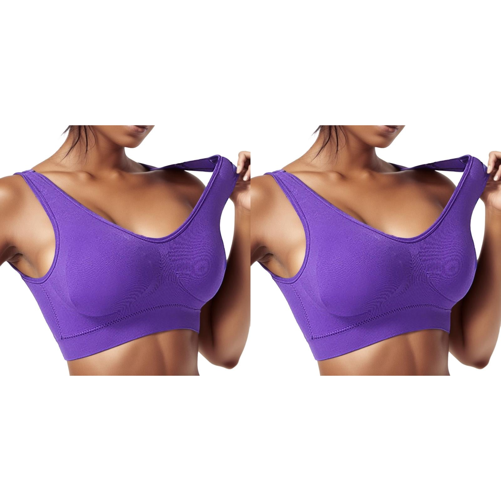 Removeable Bra 2 Pack,Women's Seamless MID Solid Color Sports Bra With Removable Bra ...